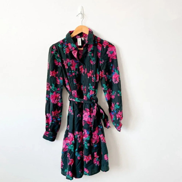 Yas Scura Floral Mini Tiered Hem Shirtdress Sz S - Picture 4 of 8